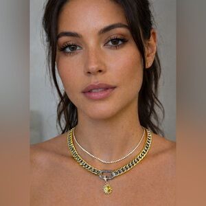 New 18k gold plated Solar Love Two-Tone Layered Necklace